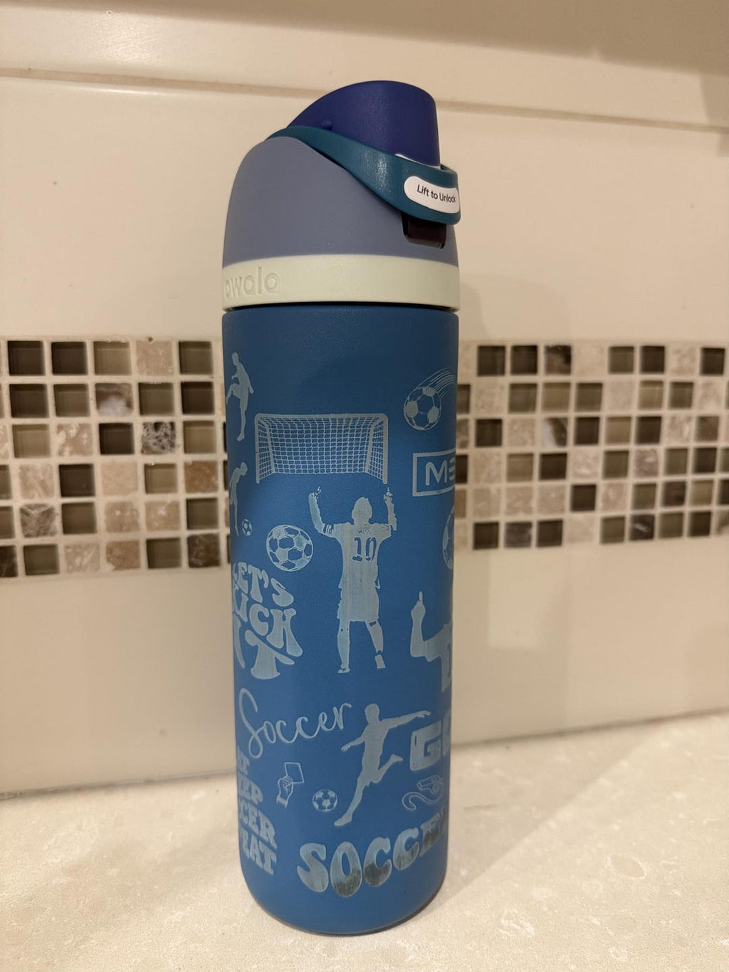 Personalized Messi Owala Water Bottle | Laser Engraved Soccer Fan Gift