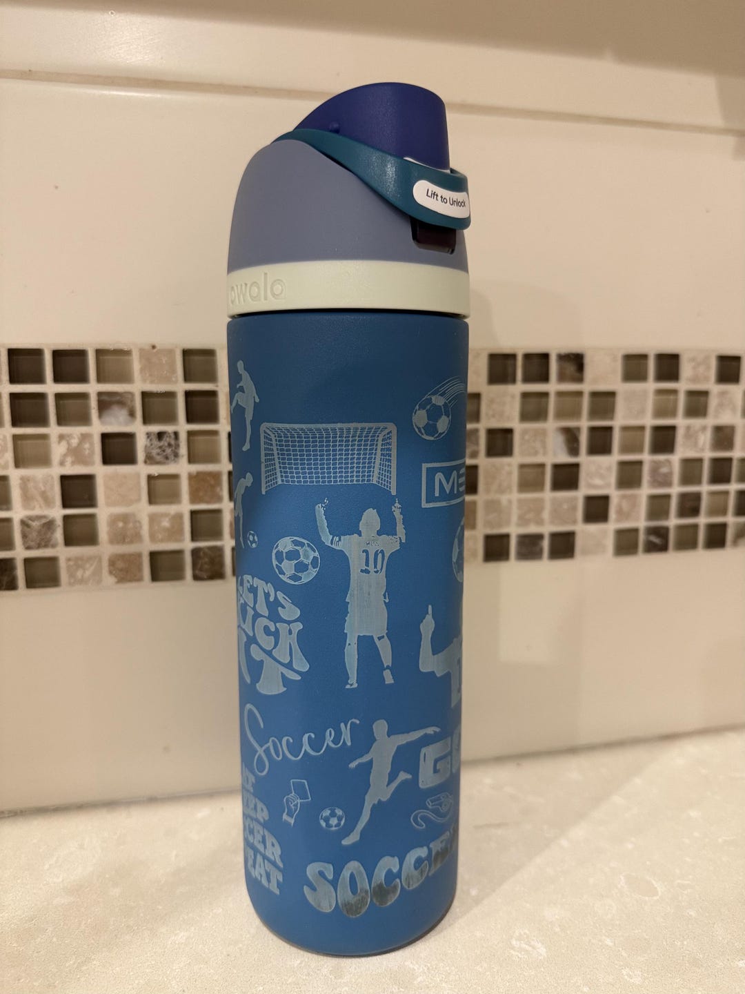Personalized Messi Owala Water Bottle | Laser Engraved Soccer Fan Gift