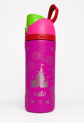 Personalized Engraved Kids Water Bottle 16oz | Custom Name Magical Castle & Fireworks | Princess Character Laser Engraved Bottle