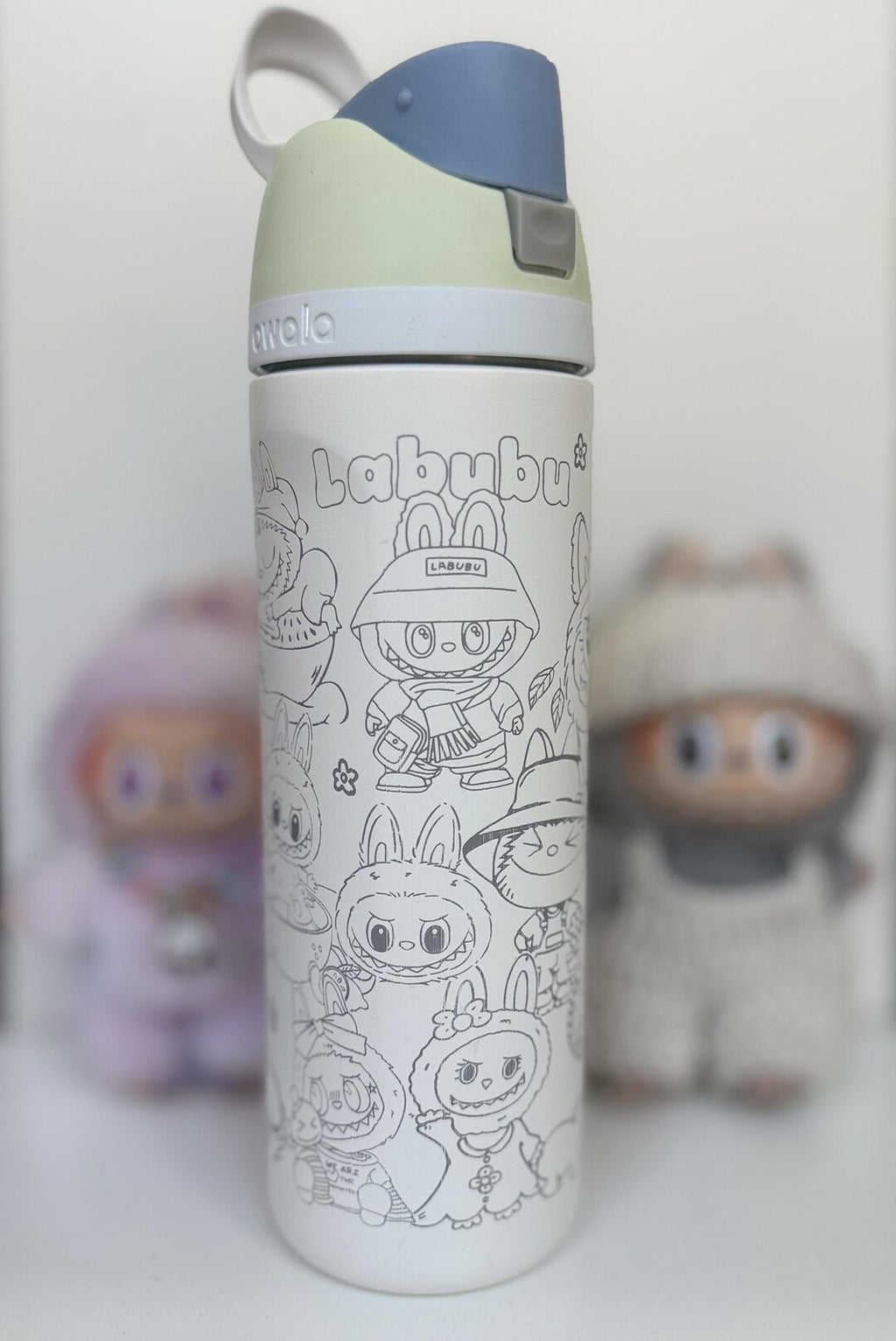 Personalized Labubu Owala Water Bottle | Full Wrap Laser Engraved Character Design