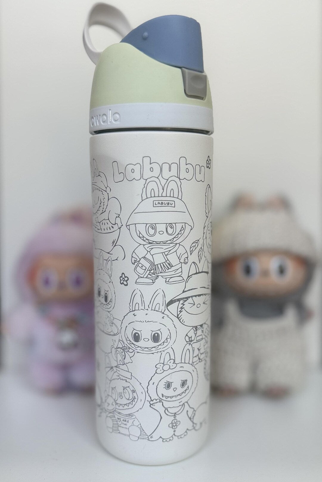 Personalized Labubu Owala Water Bottle | Full Wrap Laser Engraved Character Design