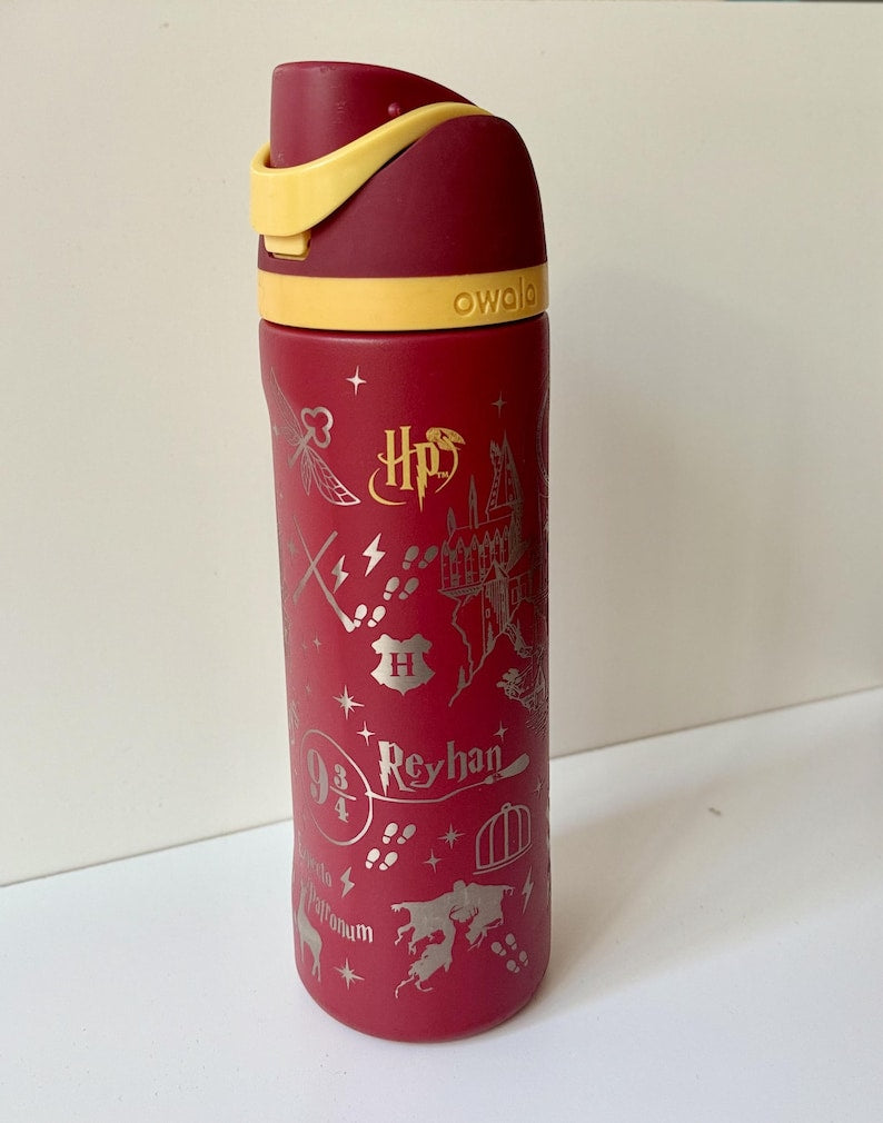Personalized Gryffindor Owala Water Bottle | Laser Engraved Harry Potter Bottle | Custom Name Wizard Gift | Hogwarts Fan Tumbler