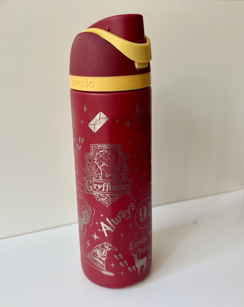 Personalized Gryffindor Owala Water Bottle | Laser Engraved Harry Potter Bottle | Custom Name Wizard Gift | Hogwarts Fan Tumbler