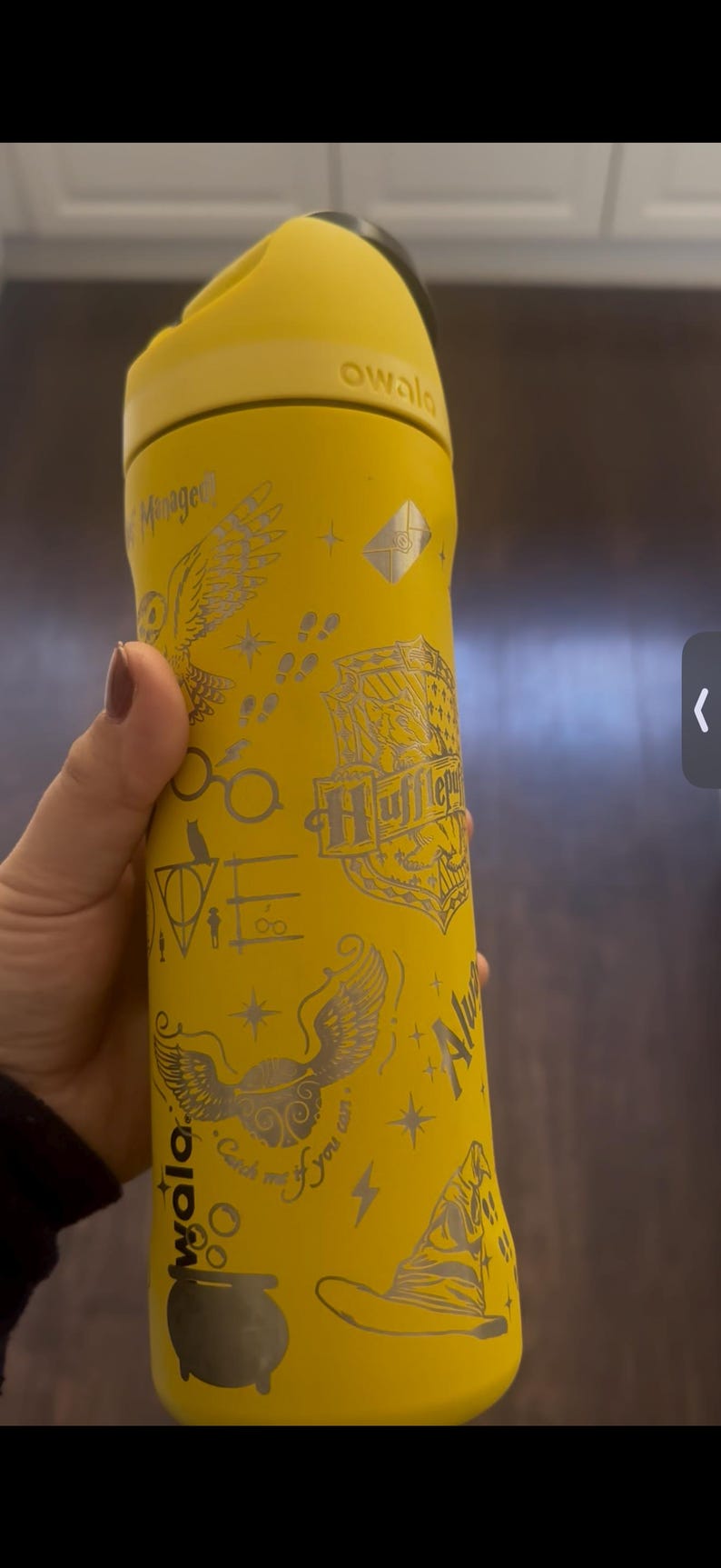 Personalized Hufflepuff Owala Water Bottle | Full Wrap Laser Engraved Harry Potter Bottle | Custom Name Hogwarts House Gift