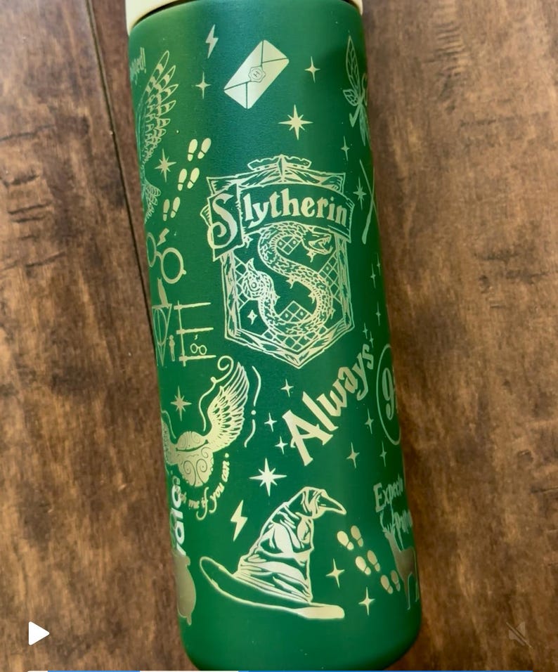 Personalized Slytherin Owala Water Bottle | Full Wrap Laser Engraved Harry Potter Bottle | Custom Name Hogwarts House Gift