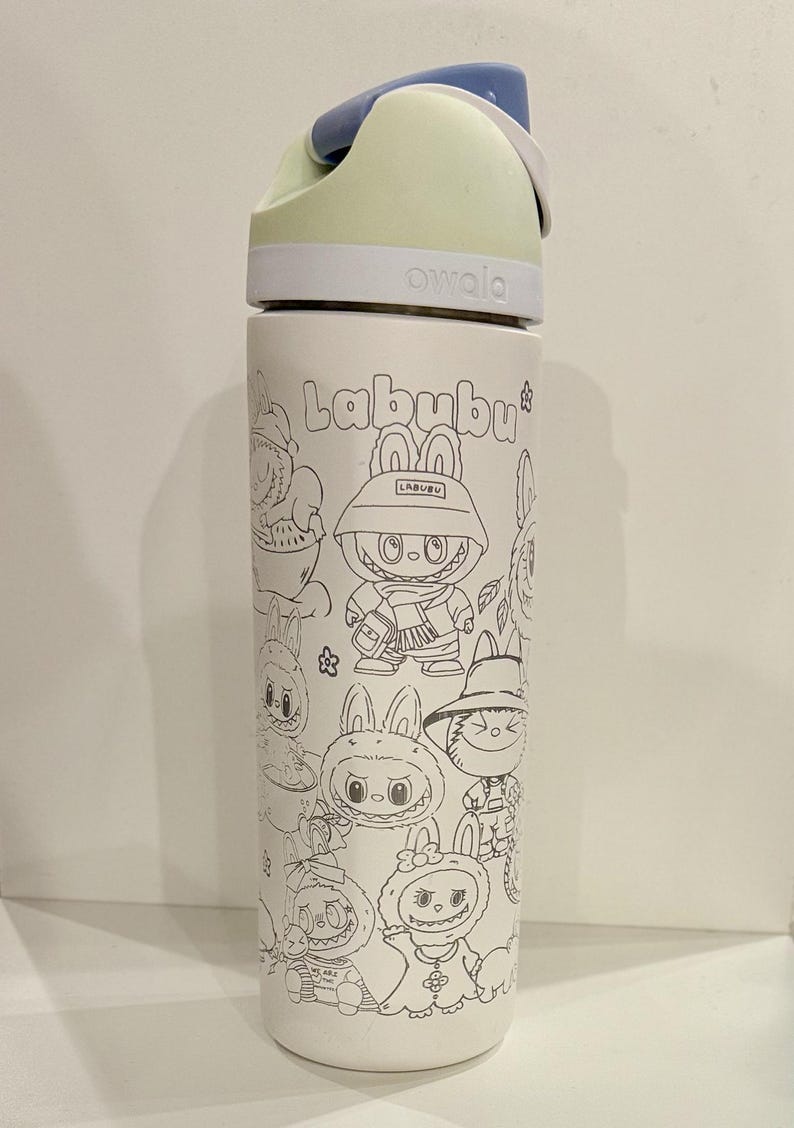 Personalized Labubu Owala Water Bottle | Full Wrap Laser Engraved Character Design
