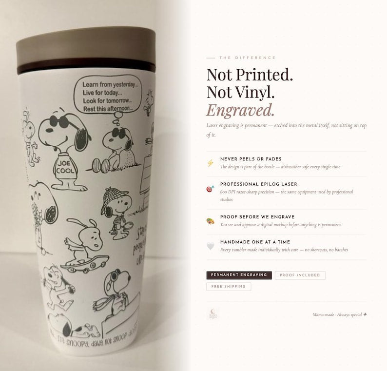 Cartoon Beagle Engraved Owala Tumbler – Personalized Name Water Bottle