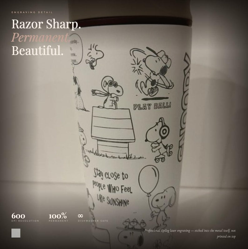 Cartoon Beagle Engraved Owala Tumbler – Personalized Name Water Bottle
