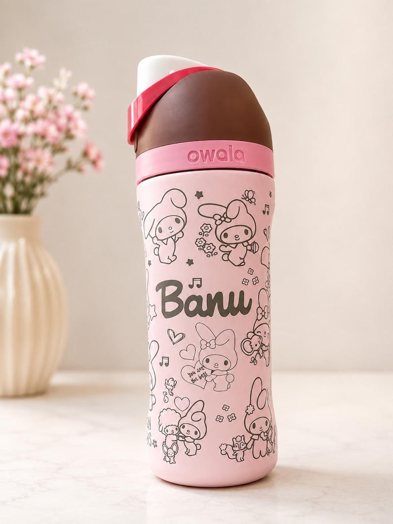 Personalized My Melody Owala Kids Bottle 16 oz | Engraved Owala Water Bottle | Custom Name Bottle | Back to School Gift for Girls