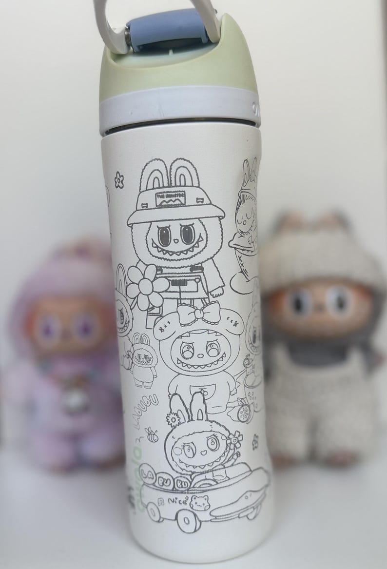 Personalized Labubu Owala Water Bottle | Full Wrap Laser Engraved Character Design
