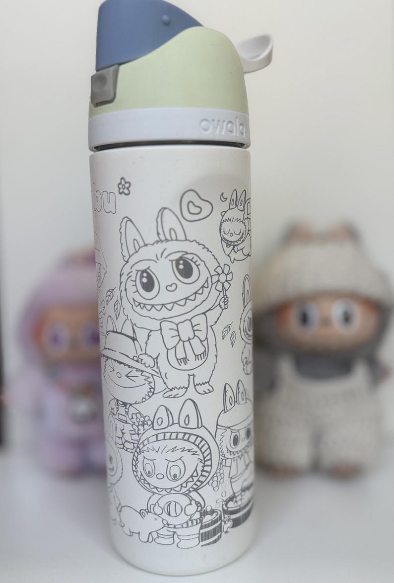 Personalized Labubu Owala Water Bottle | Full Wrap Laser Engraved Character Design