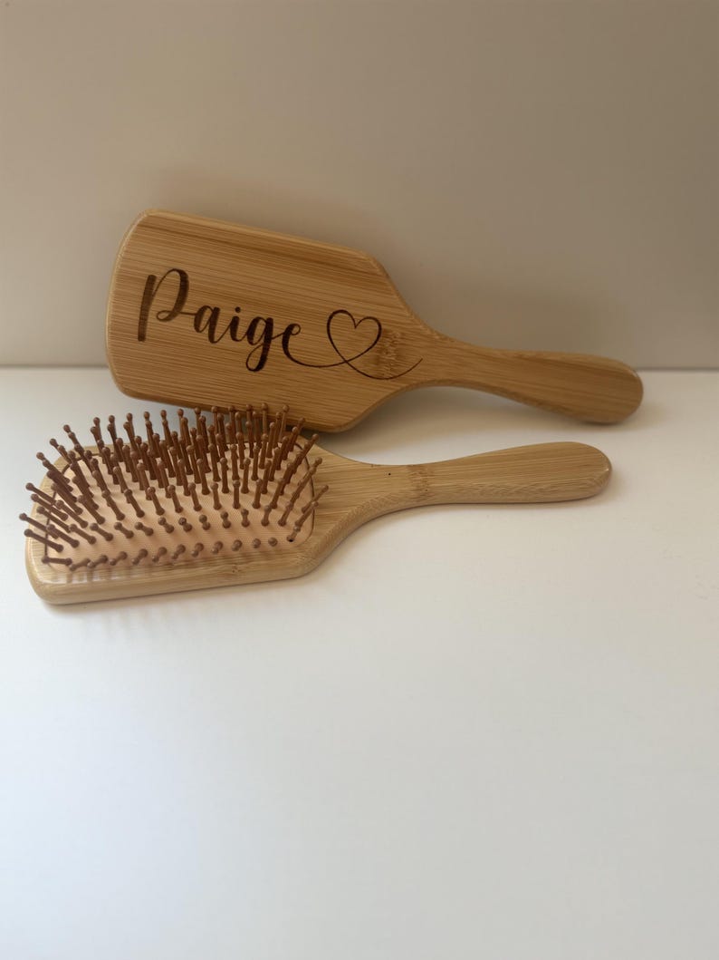 Set of 12 – Personalized Bamboo Hair Brush | Engraved Name Keepsake | Bridesmaid Gift