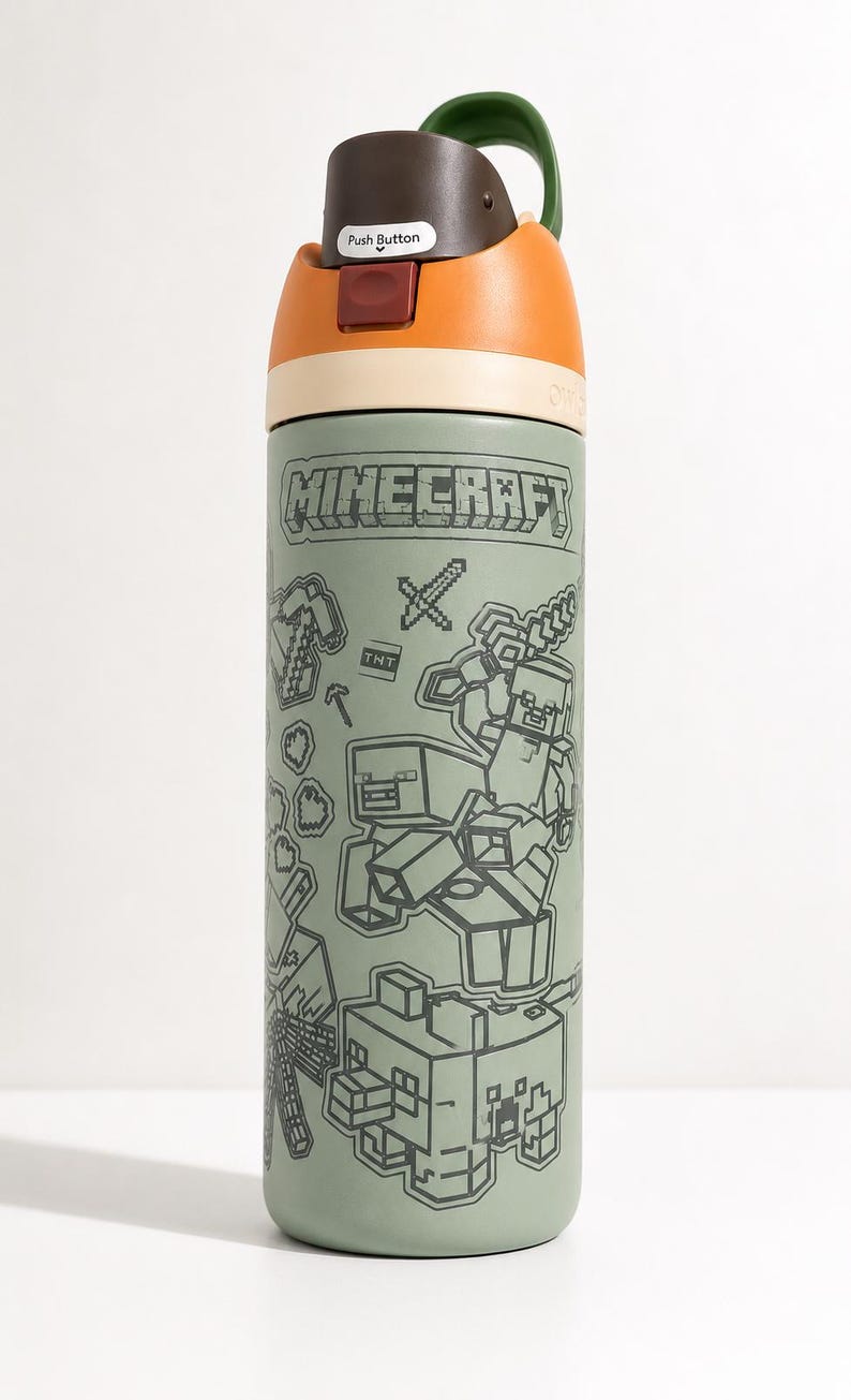 Personalized Pixel Adventure Laser Engraved Owala Water Bottle | Custom Name | Kids School Bottle