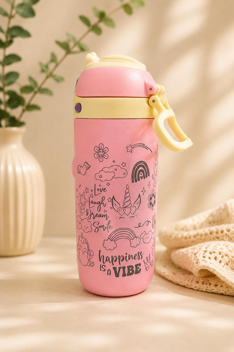 Personalized Unicorn Ello Kids Water Bottle, Custom Name Engraved Tumbler