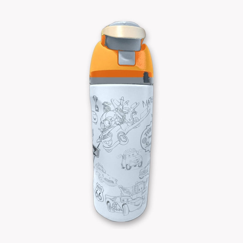 Personalized Kids Owala Water Bottle | Custom Name Race Car Design, Route 66 Engraved